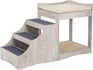 grey plastic dog bunk beds w/ removable stair